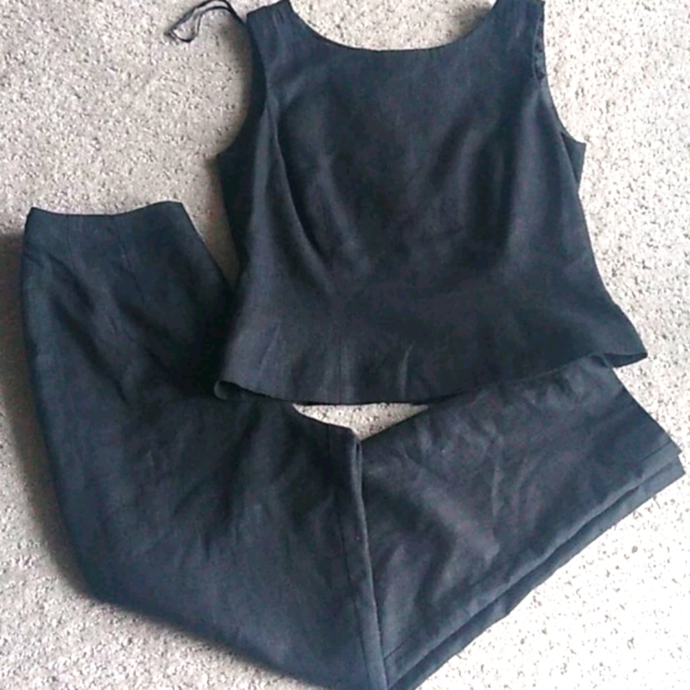 Black linen pantsuit